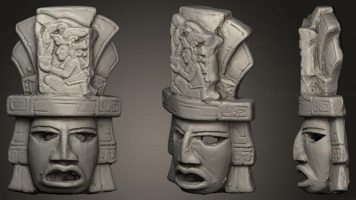 Скульптуры индийские (Маска майя 2, STKI_0057) 3D модель для ЧПУ станка